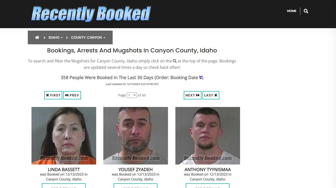 Recent bookings, Arrests, Mugshots in Canyon County, Idaho